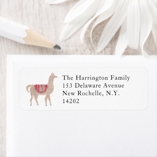 Étiquette Hand-Painted Llama Farm Return Address Label (En situation)