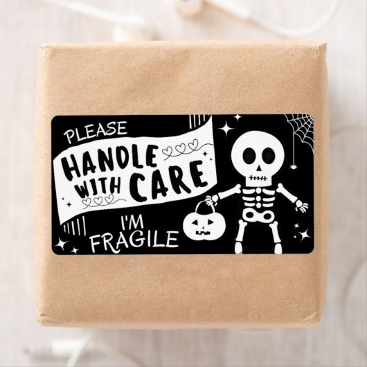 Étiquette Handle With Care, Skeleton Shipping Label (En situation)