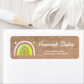 Étiquette Handmade Artisan Rainbow Woodgrain (En situation)
