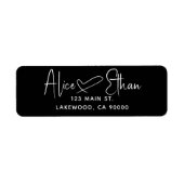Étiquette Handwritten Script Heart Modern Black (Devant)