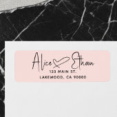 Étiquette Handwritten Script Heart Modern Blush Pink