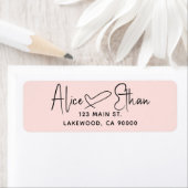Étiquette Handwritten Script Heart Modern Blush Pink (En situation)