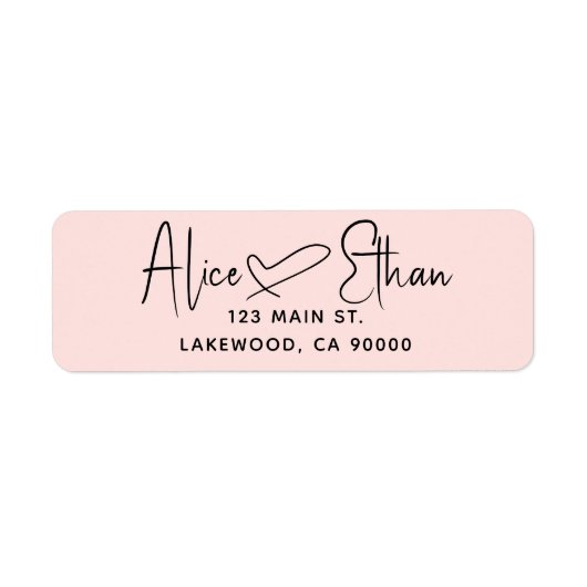 Étiquette Handwritten Script Heart Modern Blush Pink (Devant)