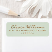 Étiquette Handwritten script light sage green return address (En situation)