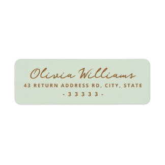 Étiquette Handwritten script light sage green return address