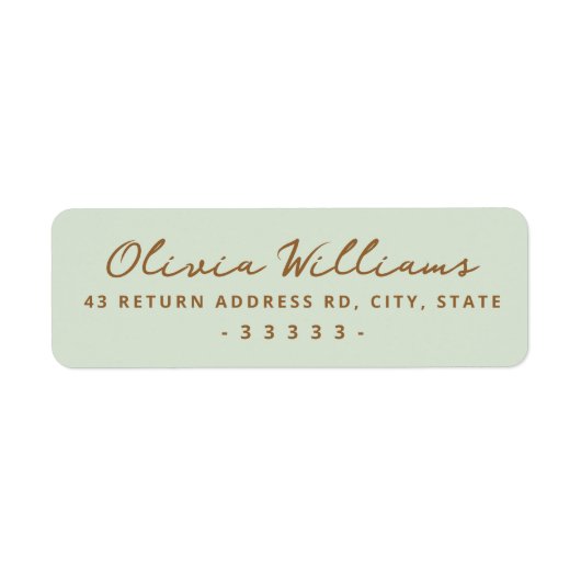 Étiquette Handwritten script light sage green return address (Devant)