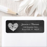 Étiquette Hanging Heart Tree Chalkboard Mariage Collection<br><div class="desc">Ces étiquettes de mariage présentent un arbre suspendu romantique, et bientôt être mari et femme, qui est sculpté en forme de coeur. L'arrière - plan de l'effet tableau de bord rend ces étiquettes parfaits pour tout couple qui planifie un mariage romantique. Ces étiquettes peuvent facilement être customisés pour répondre à...</div>