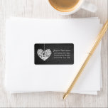 Étiquette Hanging Heart Tree Chalkboard Mariage Collection<br><div class="desc">Ces étiquettes de mariage présentent un arbre suspendu romantique, et bientôt être mari et femme, qui est sculpté en forme de coeur. L'arrière - plan de l'effet tableau de bord rend ces étiquettes parfaits pour tout couple qui planifie un mariage moderne chic. Ces étiquettes peuvent facilement être customisés pour répondre...</div>