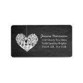 Étiquette Hanging Heart Tree Chalkboard Mariage Collection (Devant)