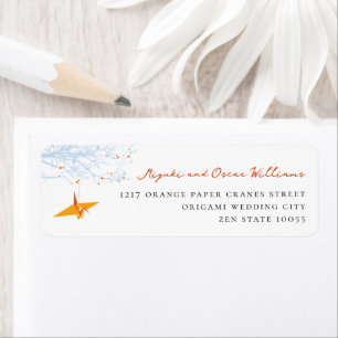 Étiquette Hanging Orange Paper Crane Adresse du Mariage asia