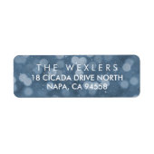 Étiquette Hanoukka Blue Bokeh Adresse de retour (Devant)