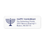 Étiquette Hanoukka menorah coutume marine bleu blanc moderne (Devant)