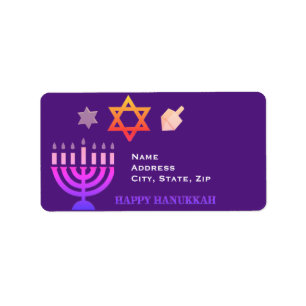 Étiquette Hanoukka Menorah et Dreidels