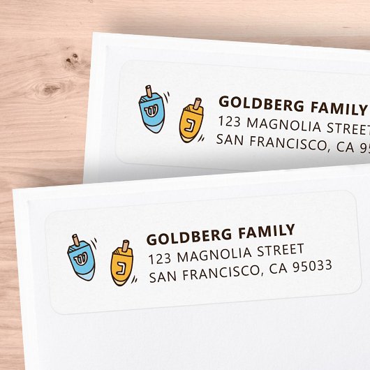 Étiquette Hanoukka Modern Simple Dreidel Adresse d'expéditio