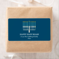 Hanukkah Menorah in Blue Personalized
