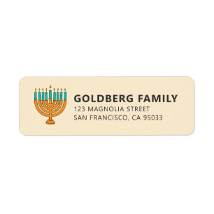 Étiquette Hanukkah  Salutation aux chandelles simple et mode