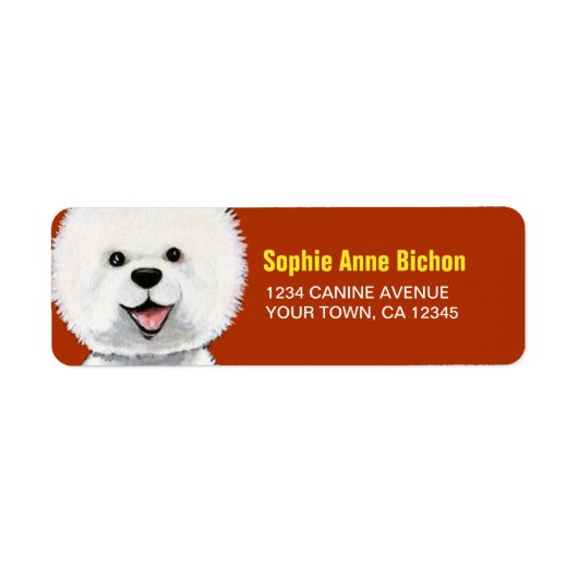 Étiquette Happy Bichon Frise Dog Adresse de retour Label (Devant)
