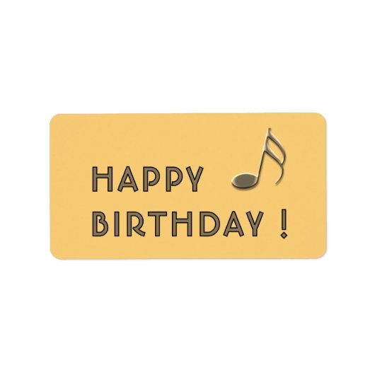 Étiquette "Happy Birthday" Gold Music Note Yellow Gift Label (Devant)