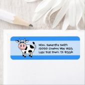 Étiquette Happy Cow Blue Return Adresse Labels (En situation)