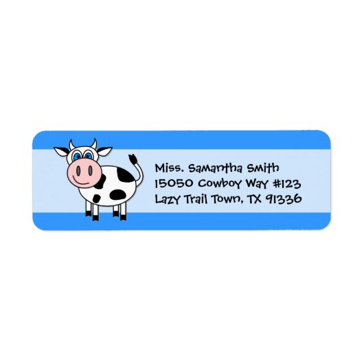 Étiquette Happy Cow Blue Return Adresse Labels (Devant)