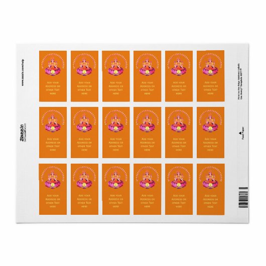 Étiquette Happy Diwali - Deepalavi Lakshmi Goddess 1 (Feuille entière)