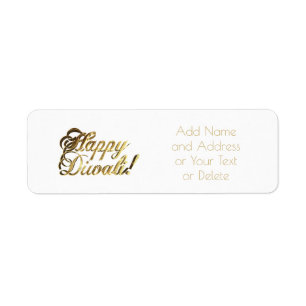 Étiquette Happy Diwali Faux Gold Foil Typographie Chic