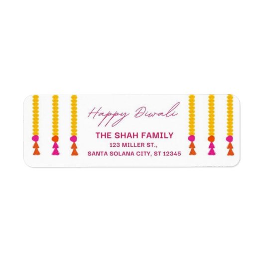 Étiquette Happy Diwali Modern Return Adresse Label (Devant)