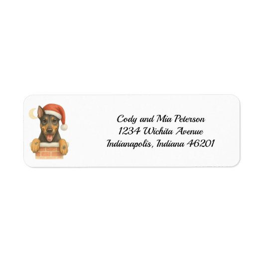 Étiquette Happy Doberman Christmas Return Adresse Label (Devant)