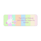 Étiquette Happy Easter Bunny and Eggs on Stripes (Devant)