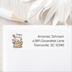 Étiquette Happy Easter Bunny Floral Return Address