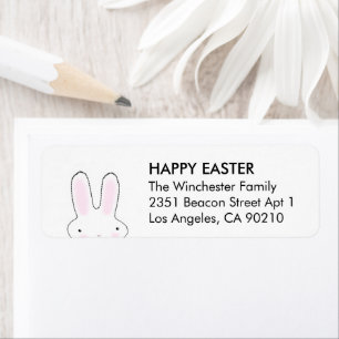 Étiquette Happy Easter white black cute bunny address