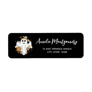 Étiquette Happy Ghost Retro Hippie Vibe Adresse