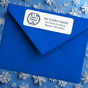 Étiquette HAPPY HANOUKKA Hand-Drawn Holiday Adresse de retou