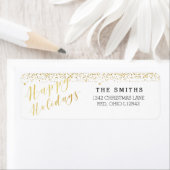 Étiquette Happy Holidays Classique Typographie & Parties sci (En situation)