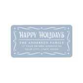 Étiquette Happy Holidays elegant light blue return address (Devant)