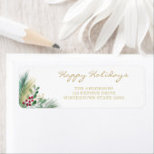Étiquette Happy Holidays Gold Berries Adresse de retour (En situation)
