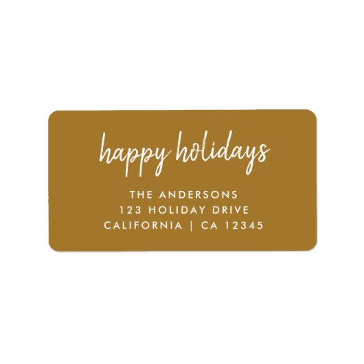Étiquette Happy Holidays Gold Christmas Retourner l'adresse (Devant)