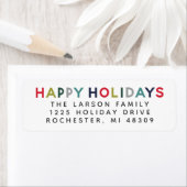 Étiquette Happy Holidays Modern Rainbow Return Adresse (En situation)