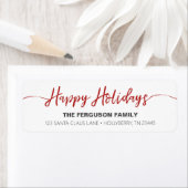 Étiquette Happy Holidays Red Script Return Adresse Label (En situation)