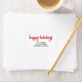 Étiquette Happy Holidays Red Typography Adresse de retour (En situation)
