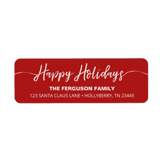Étiquette Happy Holidays Script Red Return Adresse Label (Devant)