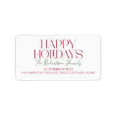 Étiquette Happy Holidays Script Return Address (Devant)