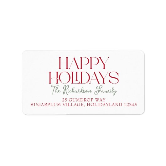 Étiquette Happy Holidays Script Return Address (Devant)