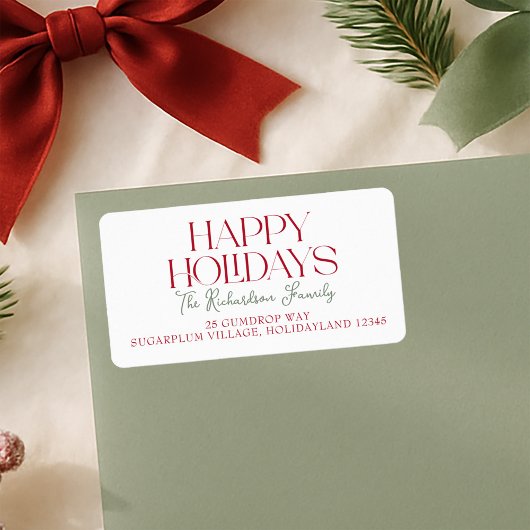 Étiquette Happy Holidays Script Return Address