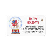 Étiquette Happy Holidays Snow Globe Adresse de retour (Devant)