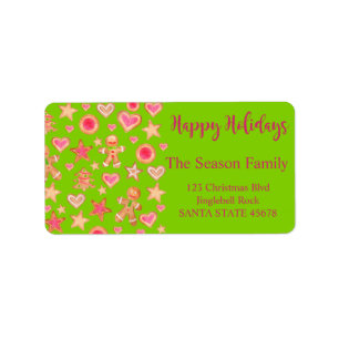 Étiquette Happy Holidays watercolor gingerbread cookies