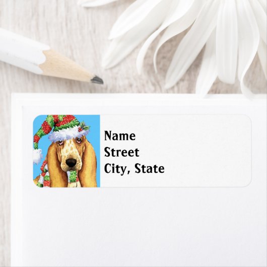 Étiquette Happy Howlidays Basset (En situation)