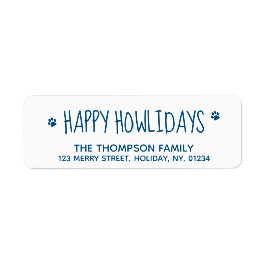Étiquette Happy Howlidays Blue Pet Amoureux des chiens Moder (Devant)