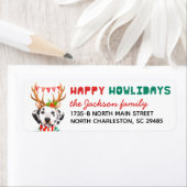 Étiquette Happy Howlidays Dalmatian Dog Adresse de retour (En situation)