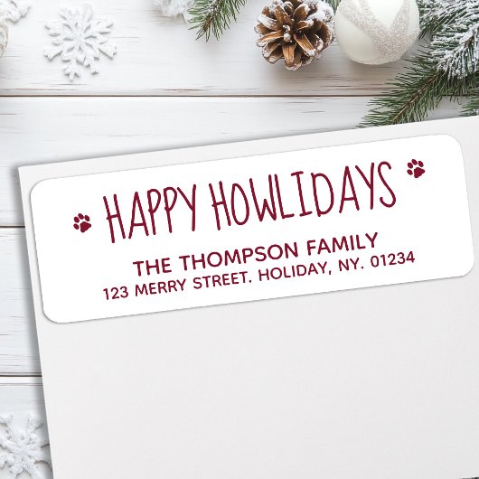 Étiquette Happy Howlidays Red Pet Amoureux des chiens Modern